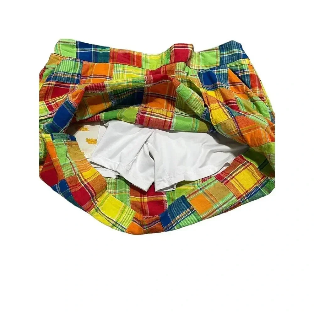 Loud Mouth Women's Patchwork Skort Golf Skirt size US 16 Plaid Cotton Pockets
